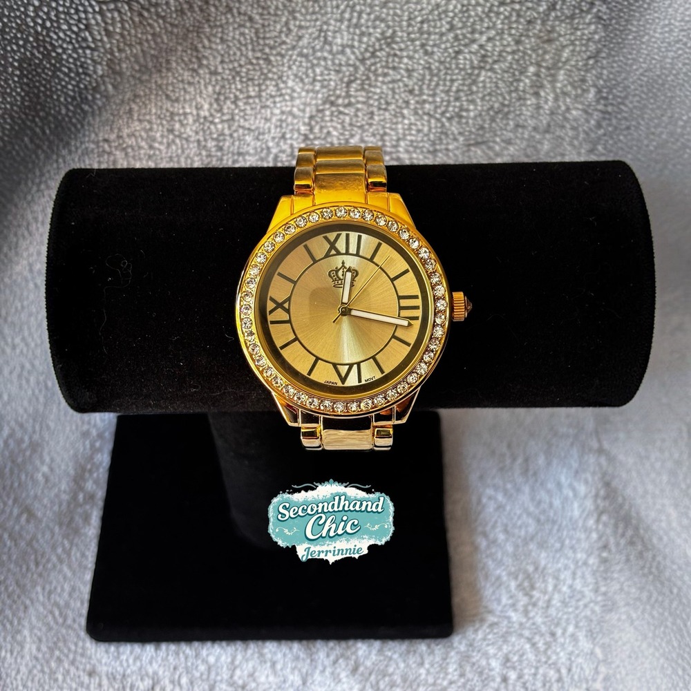 Premier Designs 8459 Gold‎ Tone Crystal Bezel Roman Numeral Watch Japan Movt